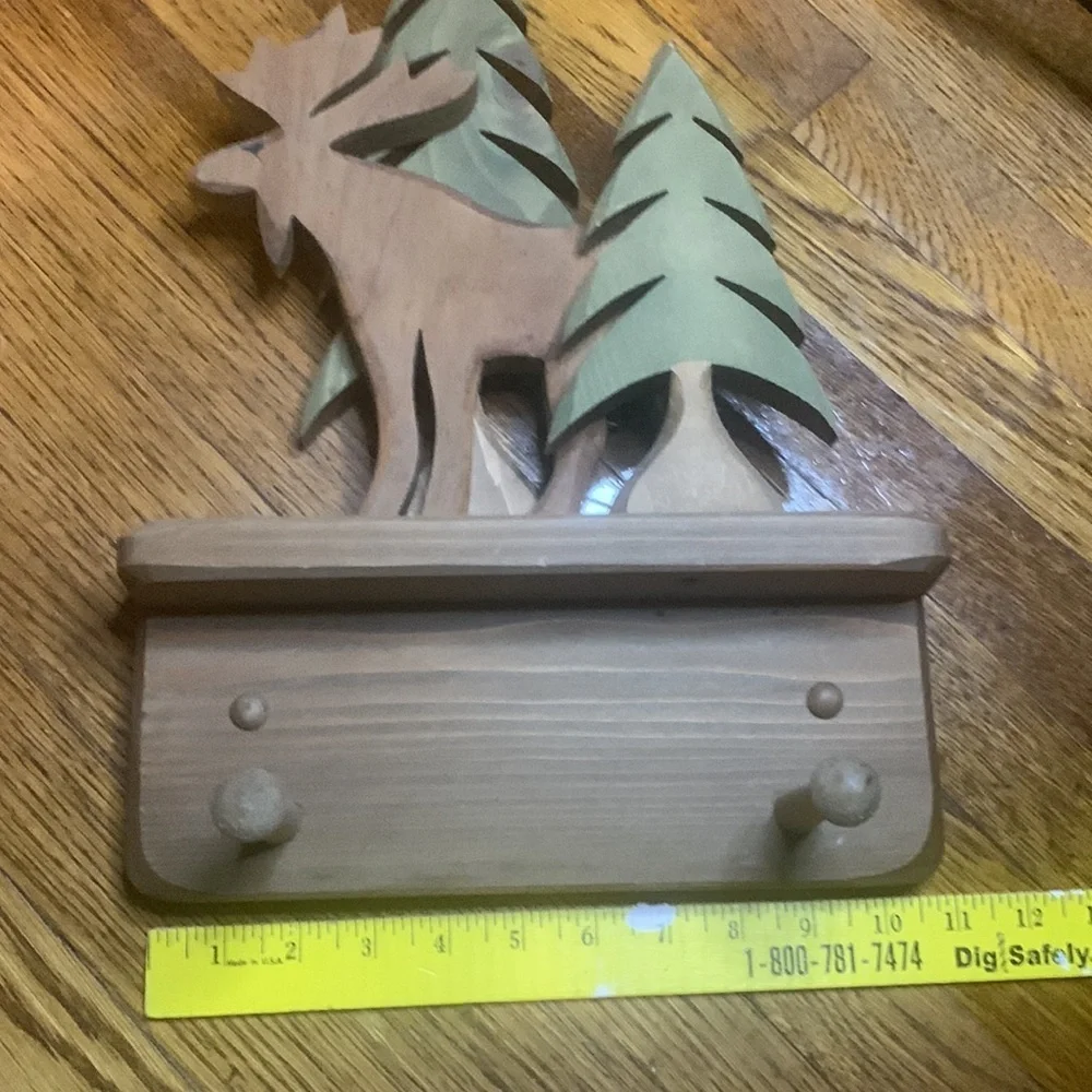 Hand crafted Moose Pine Tree Rustic Cabin Hooks Hanger